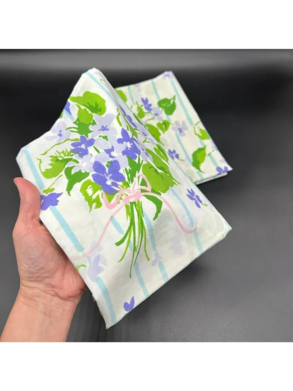Vintage Pillowcases Purple Posies Flower Bouquets JP Steven’s USA Tastemaker 80s